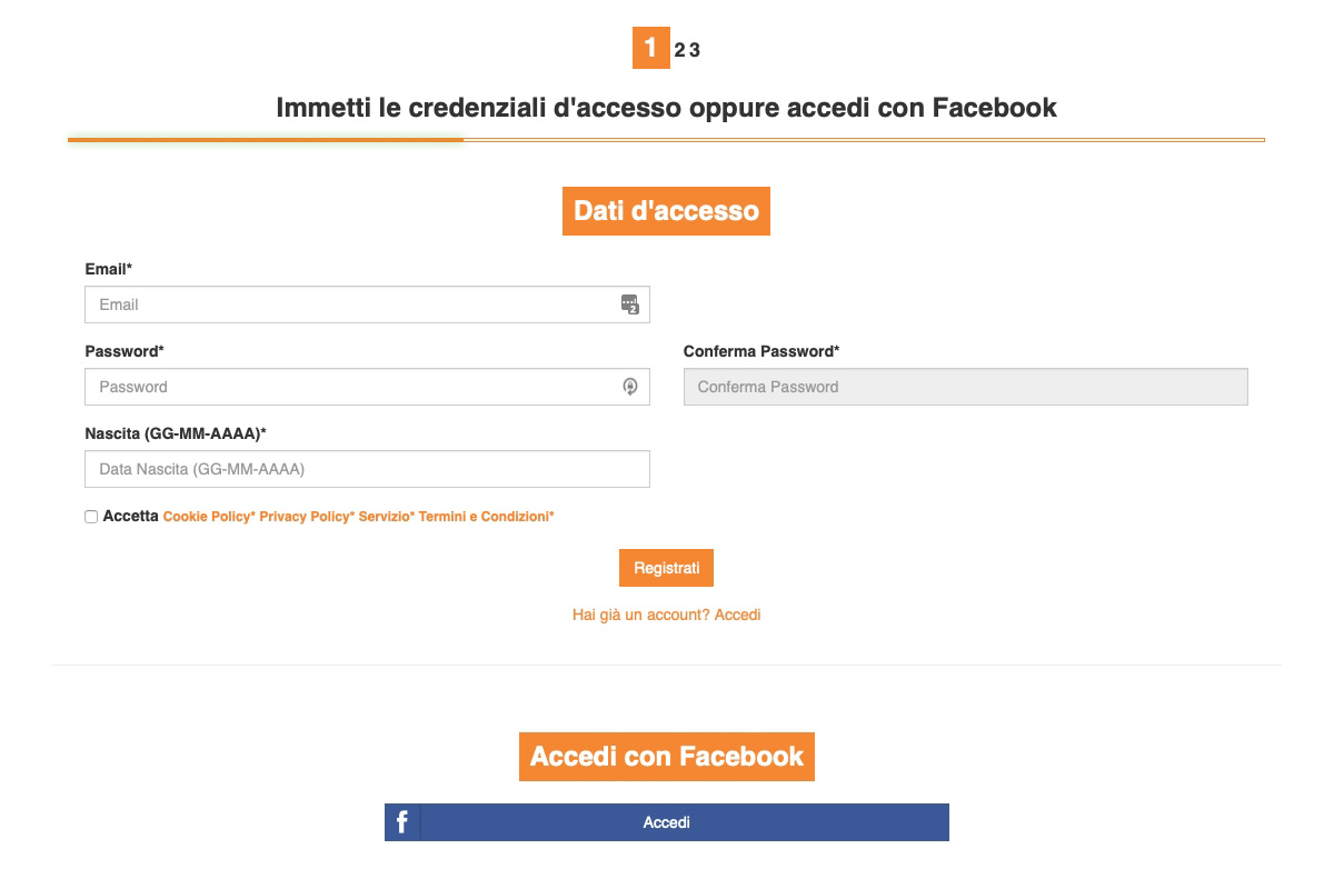 SpesaWEB registrazione Social Facebook